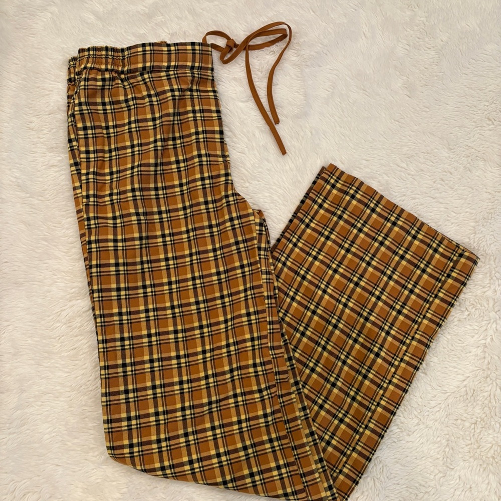 Urban Outfitters Plaid Joggers in Brown and Yellow